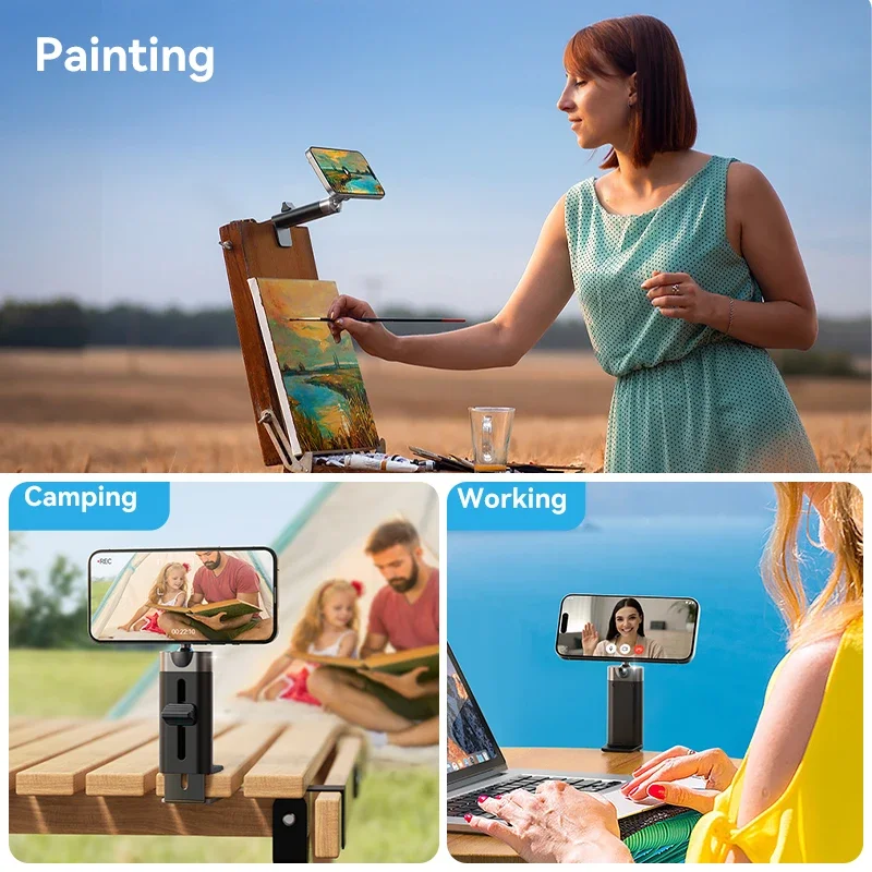 Magnetic Airplane Phone Holder, Flexible Rotation Hands-Free Mount for iPhone 15 Pro Max, Travel Essential Phone clip Phone ring