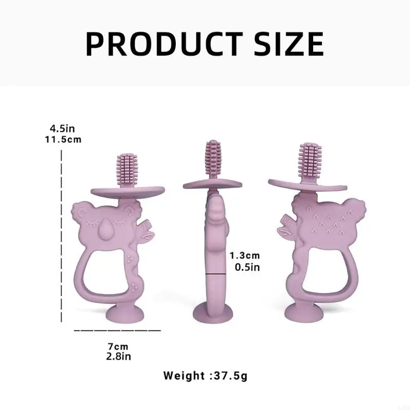 G2TD 360 Degree Baby Toothbrush with Suction Base Baby Teething Toy Koala Shaped Training Toothbrush Teethers Chewing Toy