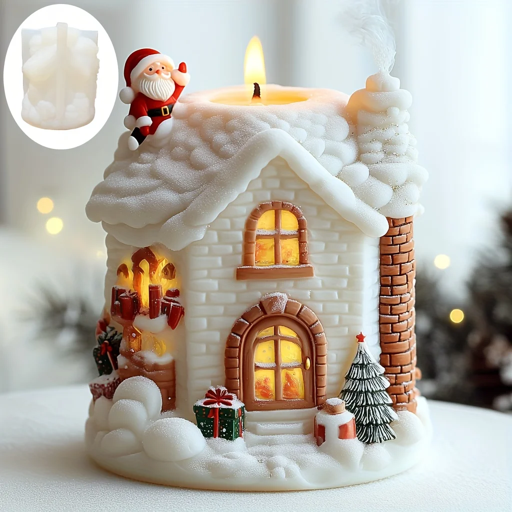 سانتا كلوز تأخذ بالون أسطواني شمعة معطرة قالب من السيليكون سانتا كلوز سحب بالون الراتنج الجص قوالب هدية عيد الميلاد