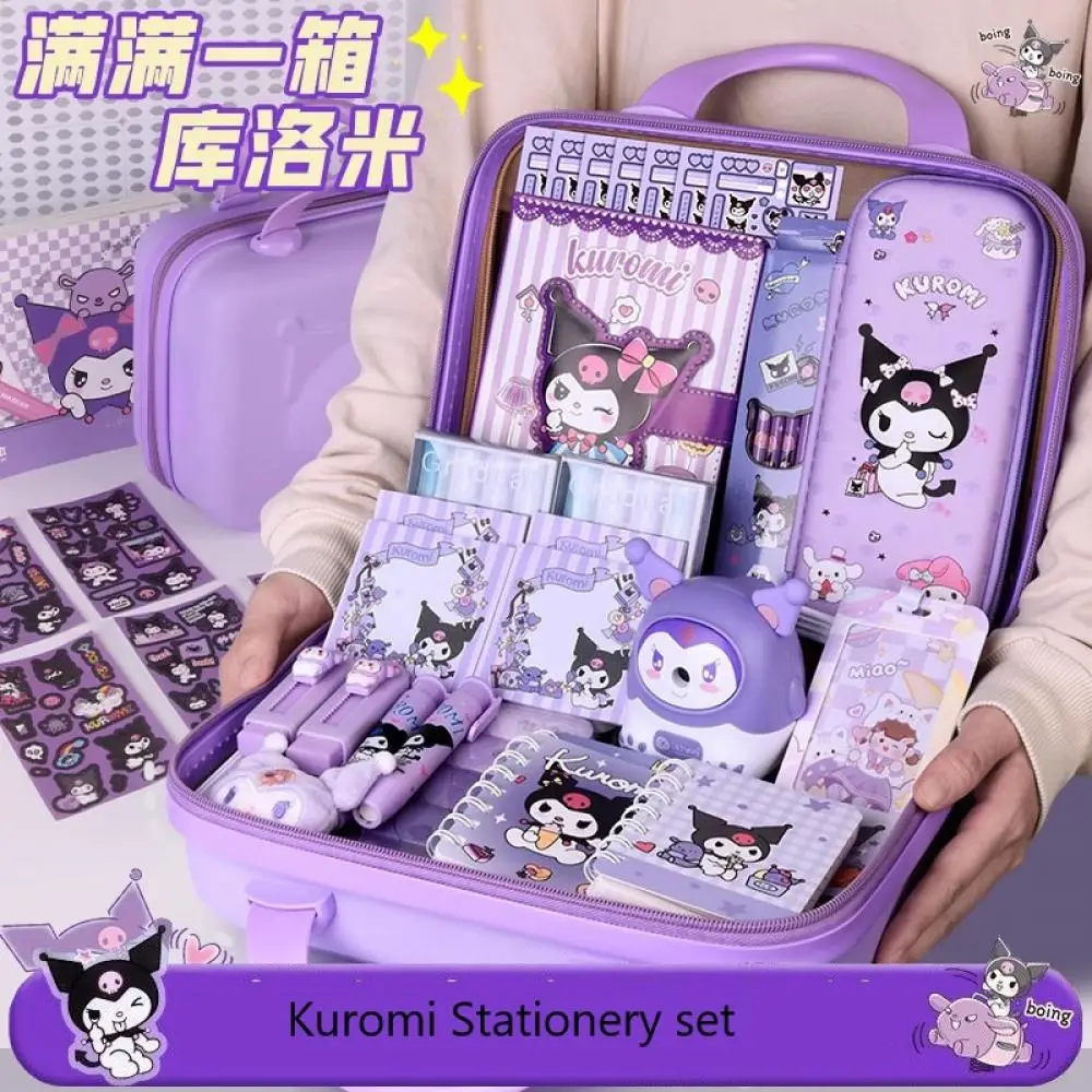 Kawaii Sanrio Kuromi Stationary Set Anime Box Genuine Award Student Learn Supplies Child Girl School Birthday New Year's Gift