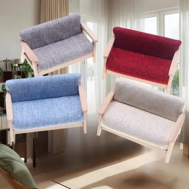 1 stuks miniatuur woonkamer dubbele stoel 1:12 poppenhuismeubilair, houten fantasiespelset voor kinderen