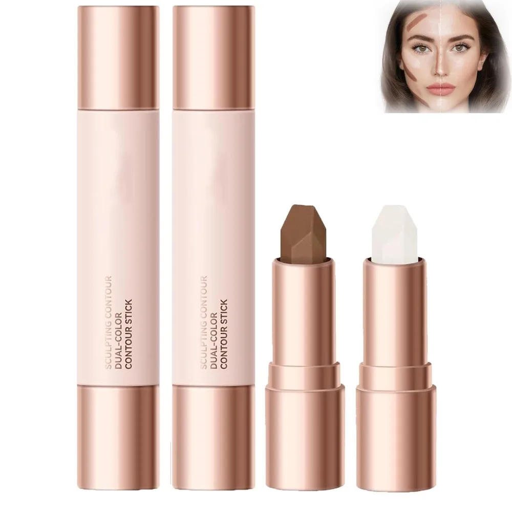 2-in-1 No Limits Cream Bronzer Stick Face Foundation Brightening and Trimming Dual Head Highlighter Stick Waterproof