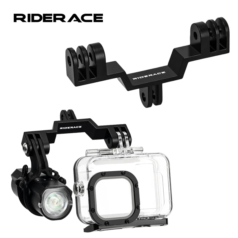 RIDERACE Aluminum Dual Twin Mount Adapter for GoPro Hero 11/10/9/8/7/6/5 Bicycle Computer Holder Camera Housing Handheld monopod