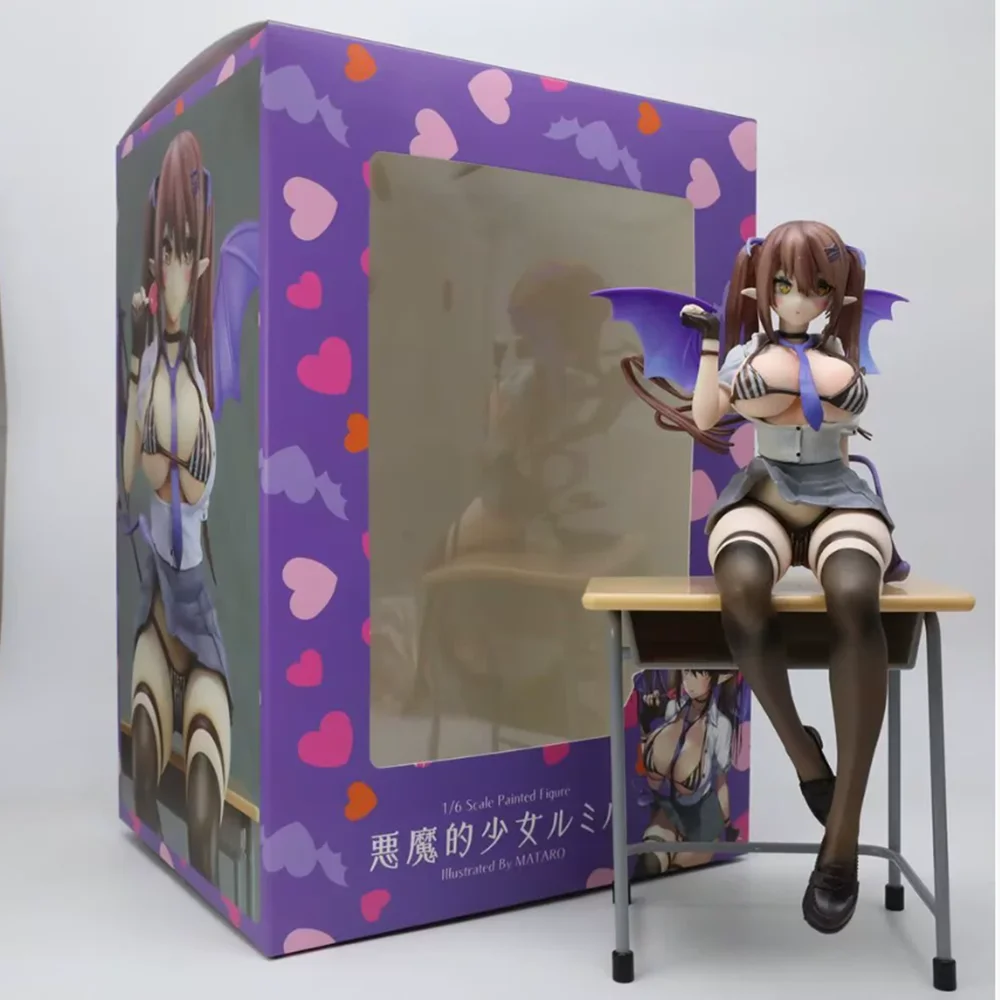 23 CM Nativo Rosa Gatto Diavolo ragazza Lumiru Con Scrivania Ragazza Anime Figura Action PVC Modello Collezione Statua Giocattoli Per Adulti Bambola