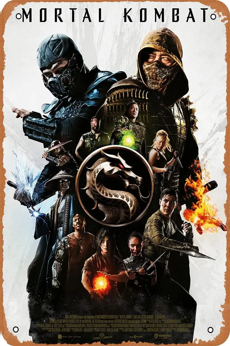 Movie Tin Sign Mortal Kombat Poster Retro Vintage Style Metal Sign Room Bar Pub Man Cave Home Decoration