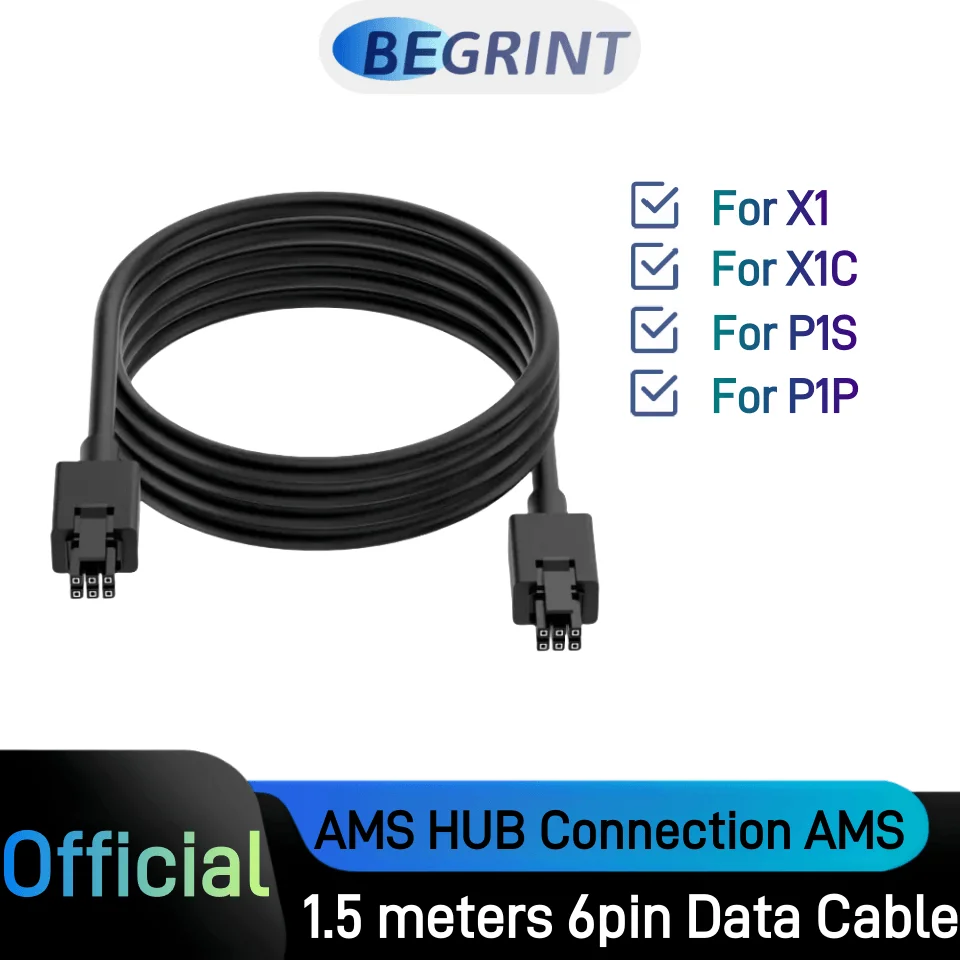 Bambu Lab 3D printer X1/P1 Series 6pin Data Cable AMS HUB Connection AMS 1.5 meters For X1C P1S P1P 3D Printer Parts