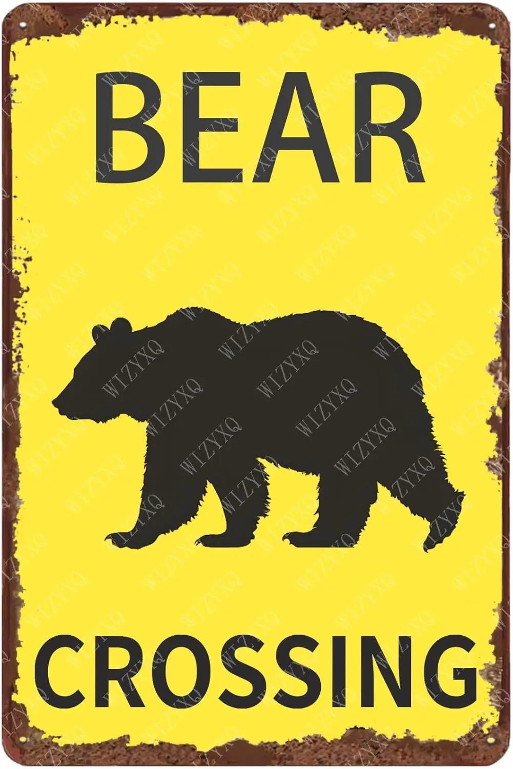 1w,Metal Signs Bear Crossing Vintage Tin Sign for Home Bar Living Room Garden Yard Outdoor Wall Decor  Inch-aluminum