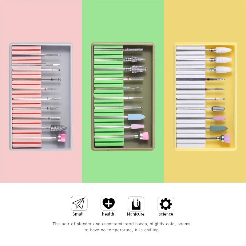 10 قطعة السيراميك التنغستن مسمار مثقاب مجموعة طحن القاطع مجموعة مانيكير لدغ تنظيف آلة الملحقات