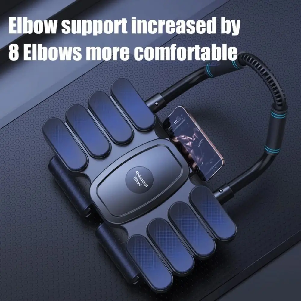 

Four-Wheel Abdominal Workout Roller 8 Elbow Support Anti-Slip Abdominal Exercise Machine Automatic Rebound Multifunctional