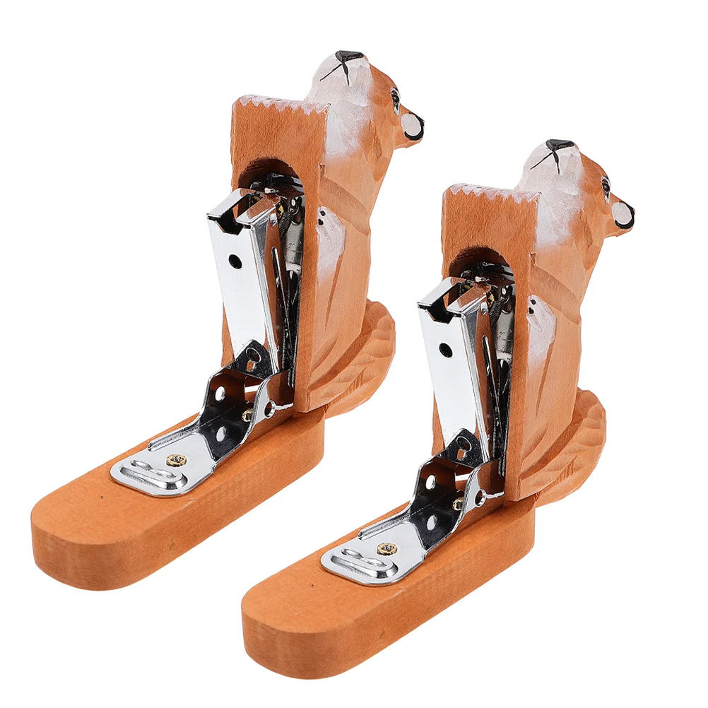 

2 Pcs Office Supply Cute Desk Accessories Decorative Stapler Hand Held Brown Desktop