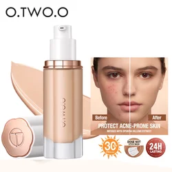 O.TWO.O 30ml Liquid Foundation Oil-control High Coverage Makeup Base Cream SPF30 Waterpoof Concealer Makeup Face Foundation