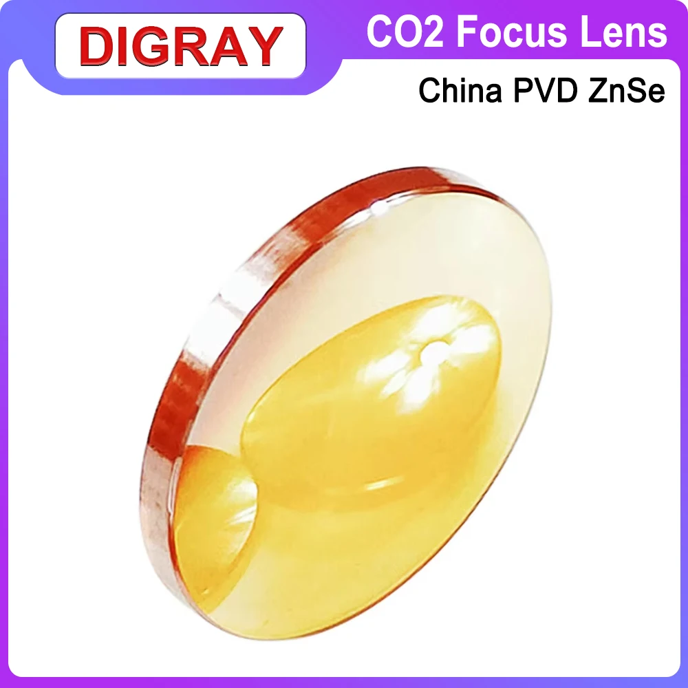 DIGRAY China Co2 PVD ZnSe Focus Lens Dia 12mm 18mm 19.05mm 20mm FL 38.1 50.8 63.5 76.2 101.6mm For Laser Engraving Cutting Machi