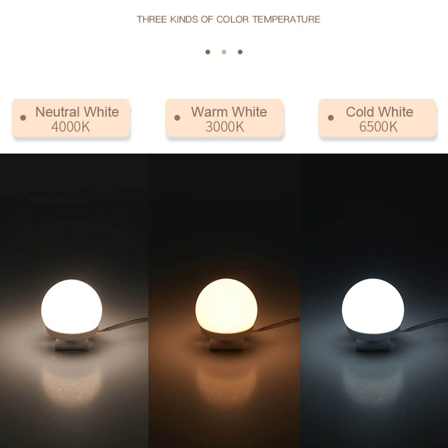 1 Satz LED-Kosmetiklichter für Spiegel, LED-Make-up-Spiegellicht mit 3-farbigen Lichtern, Spiegellampe, schönes Geschenk für Frauen, Ehefrau, Liebhaber, Gi