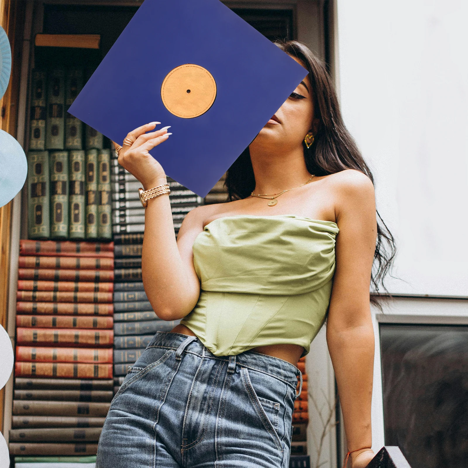 

10 PCS Record Sleeve Jackets Replacement Vinyl Glass Inner Album Protective Cover for Records Blue Paper Sleeves Outer