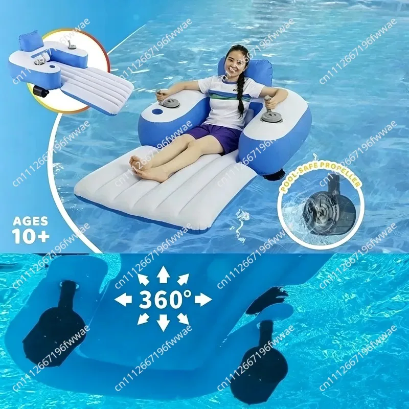 Electric Inflatable Floating Row Thruster - Water Driving Floating Chair for Pool, Lake & Sea