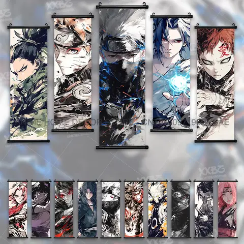 Naruto Anime Poster Gaara Opere d'arte da parete Carta da parati Nara Shikamaru Appeso Pittura Uchiha Sasuke Decorazione della casa Rotoli Immagine