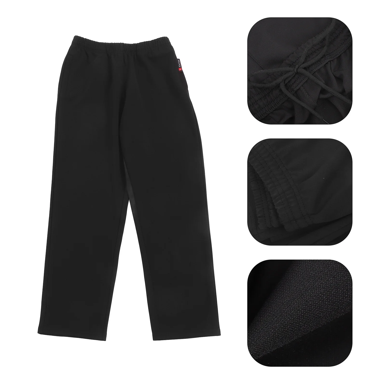 Men Black Breathable Chef Pants Drawstring Waist Kitchen Uniform Cargo Style Culinary Workwear Loose Cooking Restaurant Pants