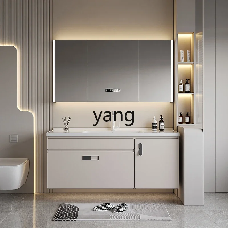 XYY Cream Wind Ceramic Integrated Basin Bathroom Cabinet Toilet Intelligent Solid Wood Wash Table