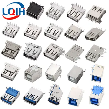 USB A 타입 표준 포트 암 솔더 잭 커넥터, PCB 소켓 B 타입, 90 도 수평 직선 삽입 패치, 핫 세일