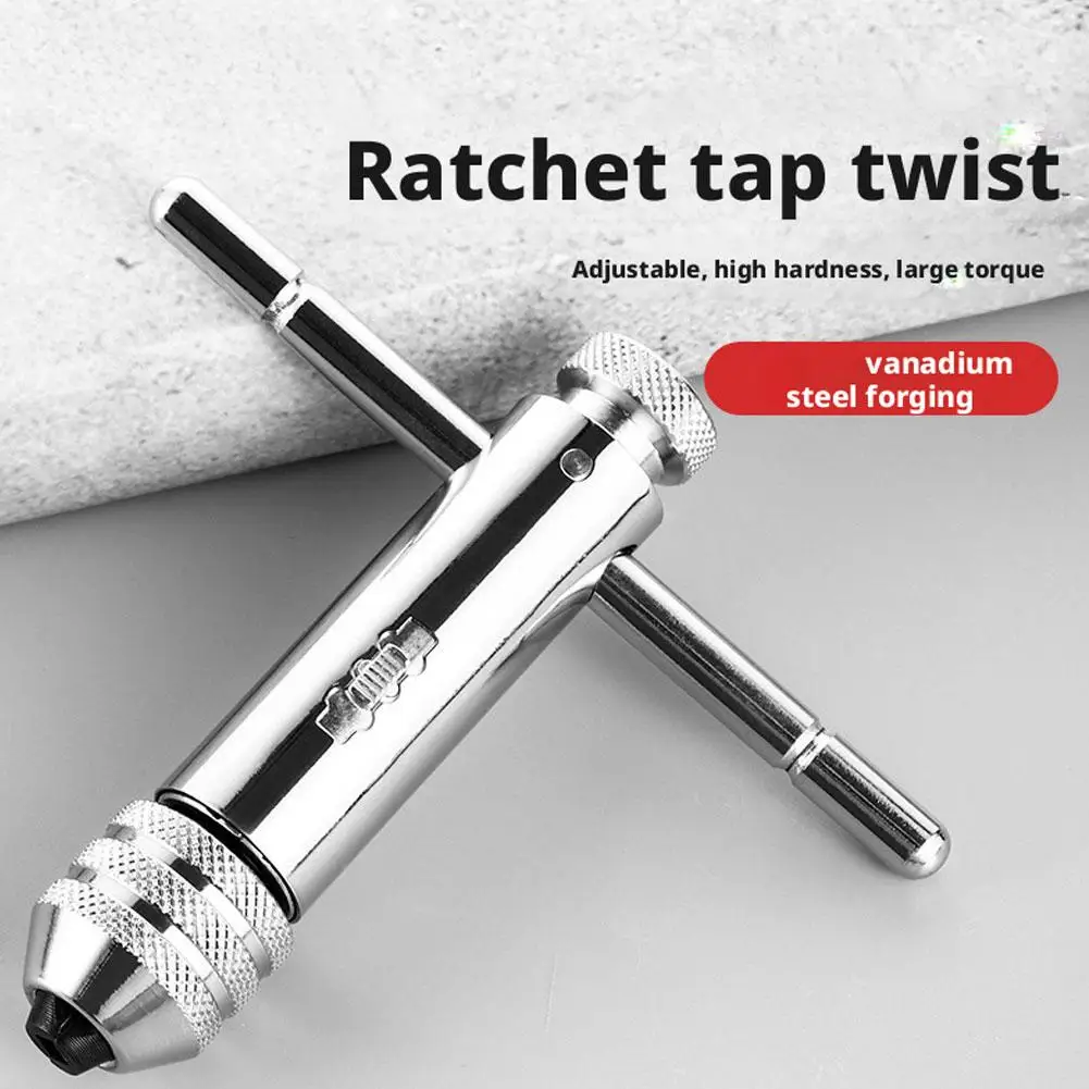 Adjustable Tap Reamer Hand Manual Holder Wrench T-Handle Ratchet M3-8 M5-12 Working Threading Kit  Spiral Fluted Screw Tap
