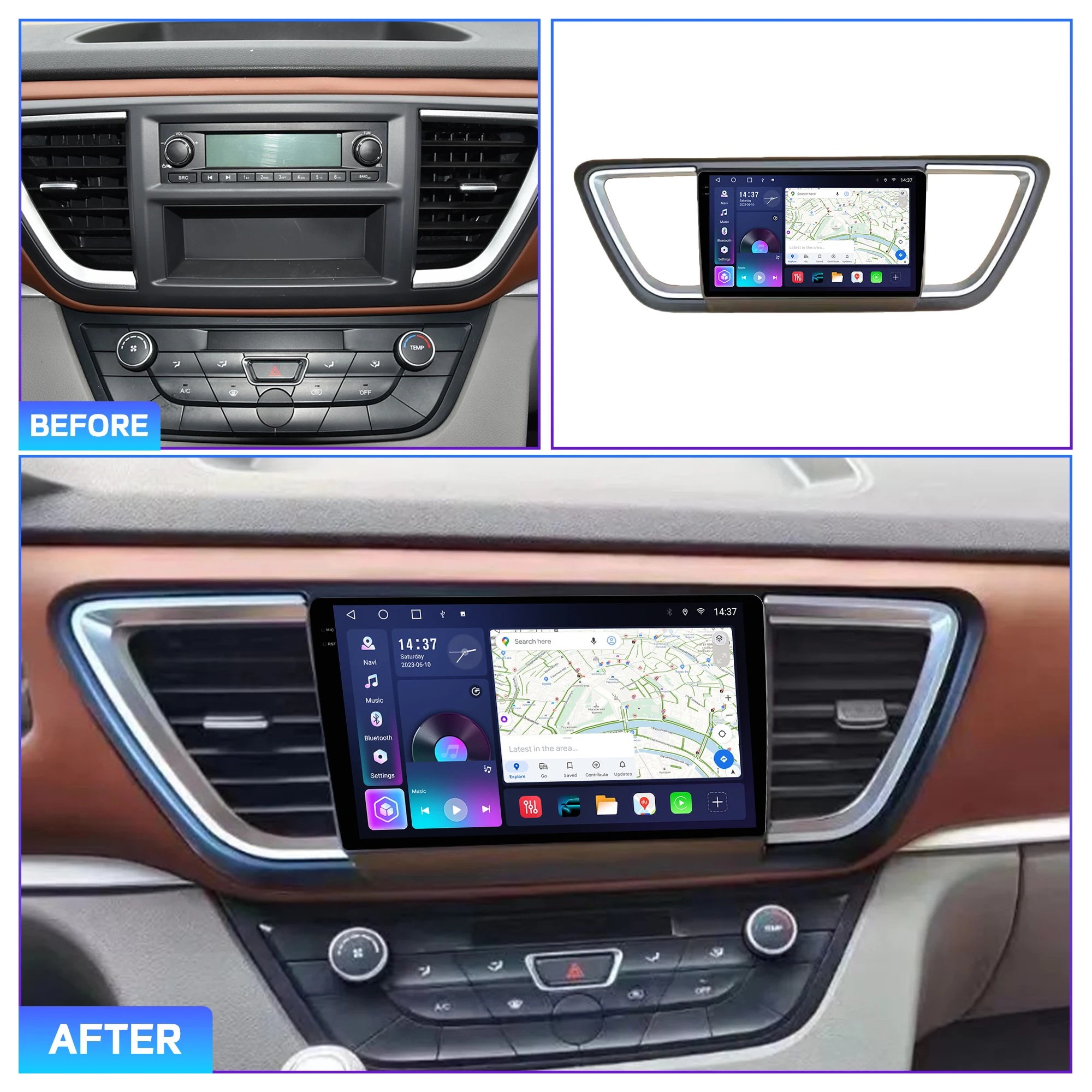 Penhui Android Car DVD Player 2 Din for JAC SUNRAY 2022-2024 Multimedia Screen with DSP, Bluetooth, Audio & CarPlay