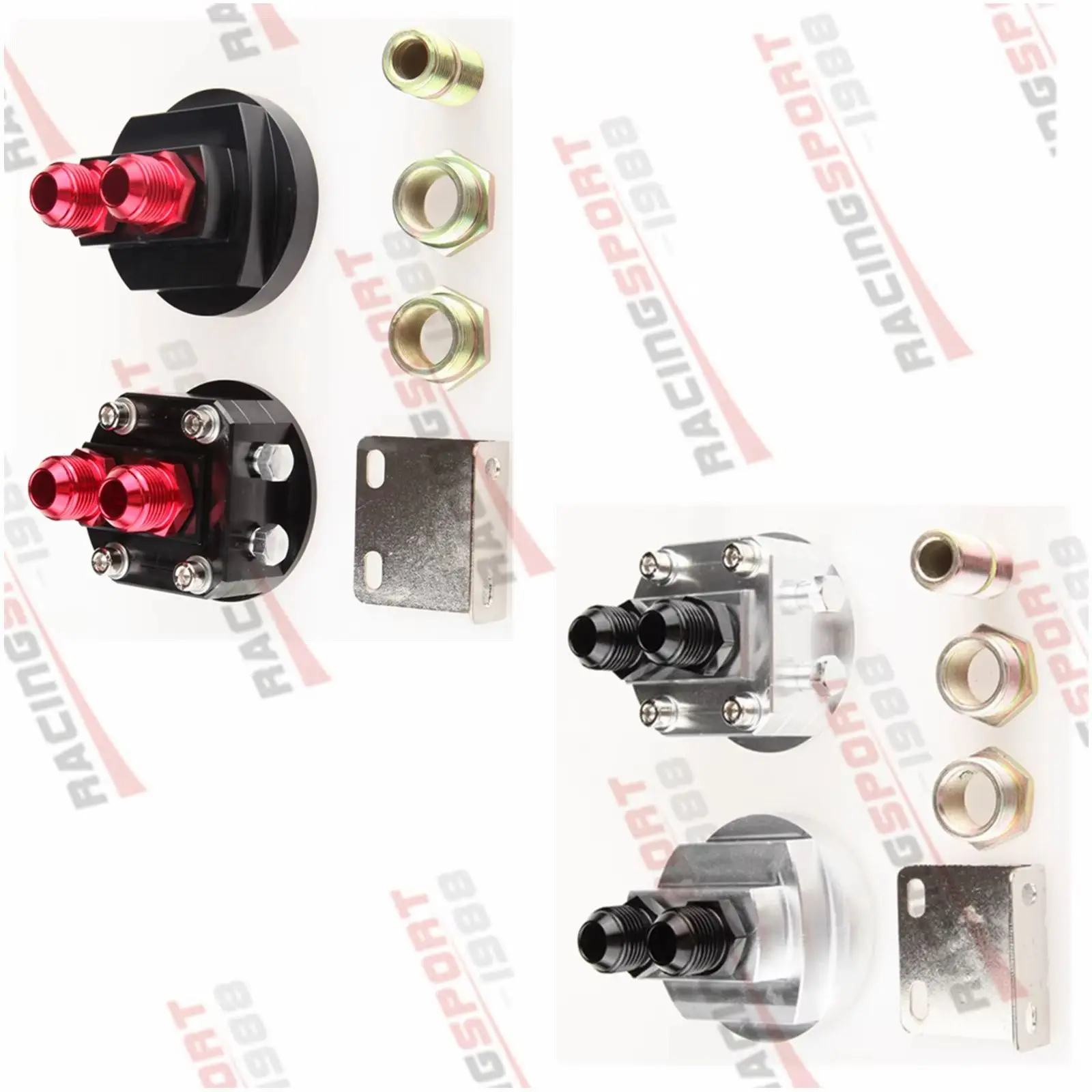 

Oil Filter Relocation Male Fitting Adapter Kit 3/4X16 / 20X1.5 Aluminum Silver / Black