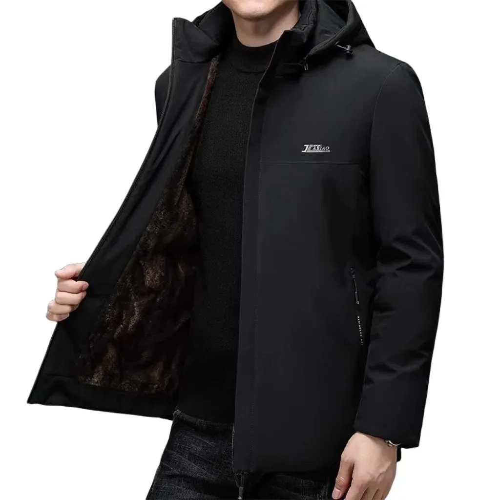 Chaqueta de Aodón con Forro Polar ueso para Hombre, Estilo Nuevo 2024, Abrigo Informal de Invierno Cálido con Cuello de P...