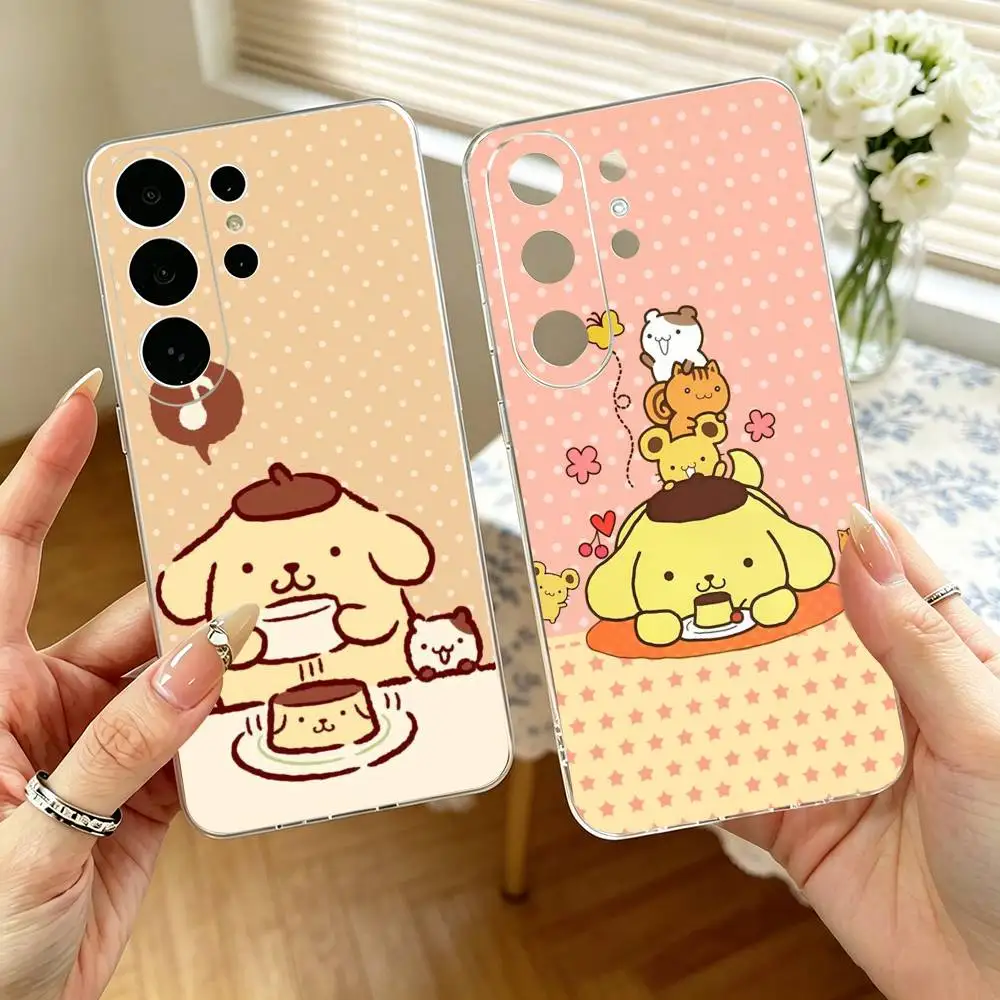 Cartoon P-Pompompurins Cute   Phone Case For Samsung S25,S24,S21,S22,S23,S30,Ultra,S20,Plus,Fe,Note,10,9,5G Transparent Cover