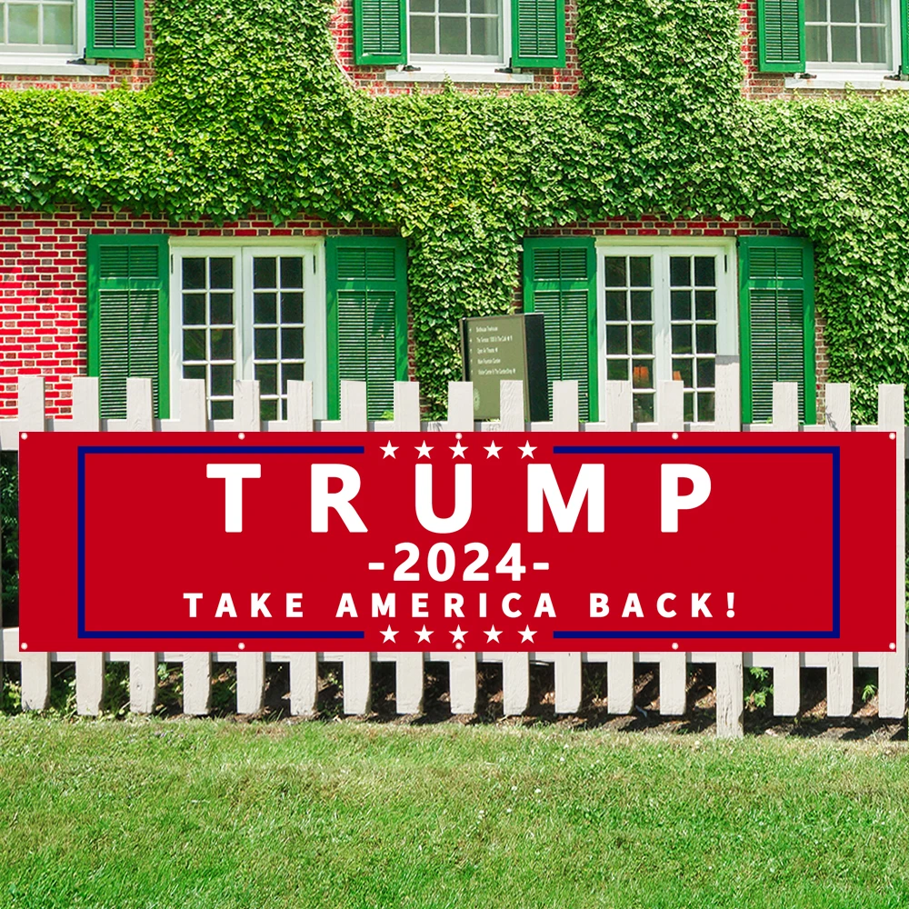 Donald Trump 2024 Flag Banner 60×240cm 2×8 FT Take American Back For President USA Ten Grommets Fine Sewing Decoration Polyester