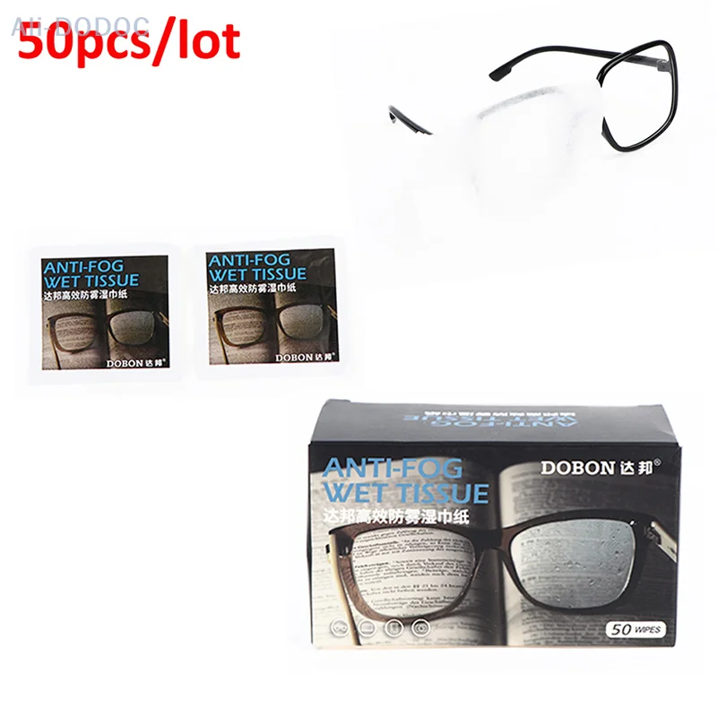 50Pcs Anti-Fog Wipes Glasses Pre-moistened Antifog Lens Defogger Eyeglass Wipes