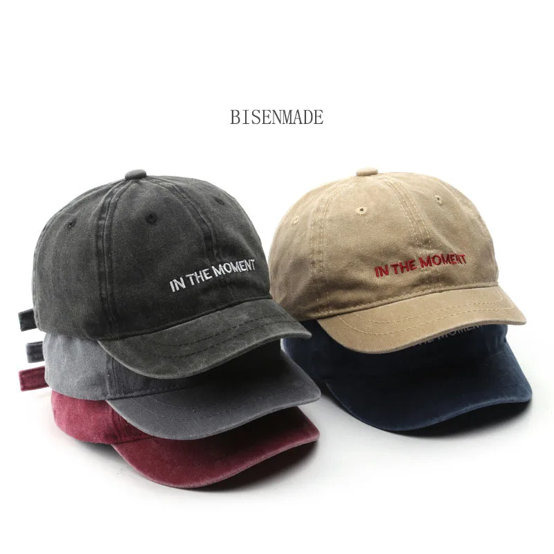 Baseball Cap Female Fashion Washed Old Retro Letter Embroidery Peaked Cap Outdoor Male Casual Short Visor 5cm Sun Protection Hat