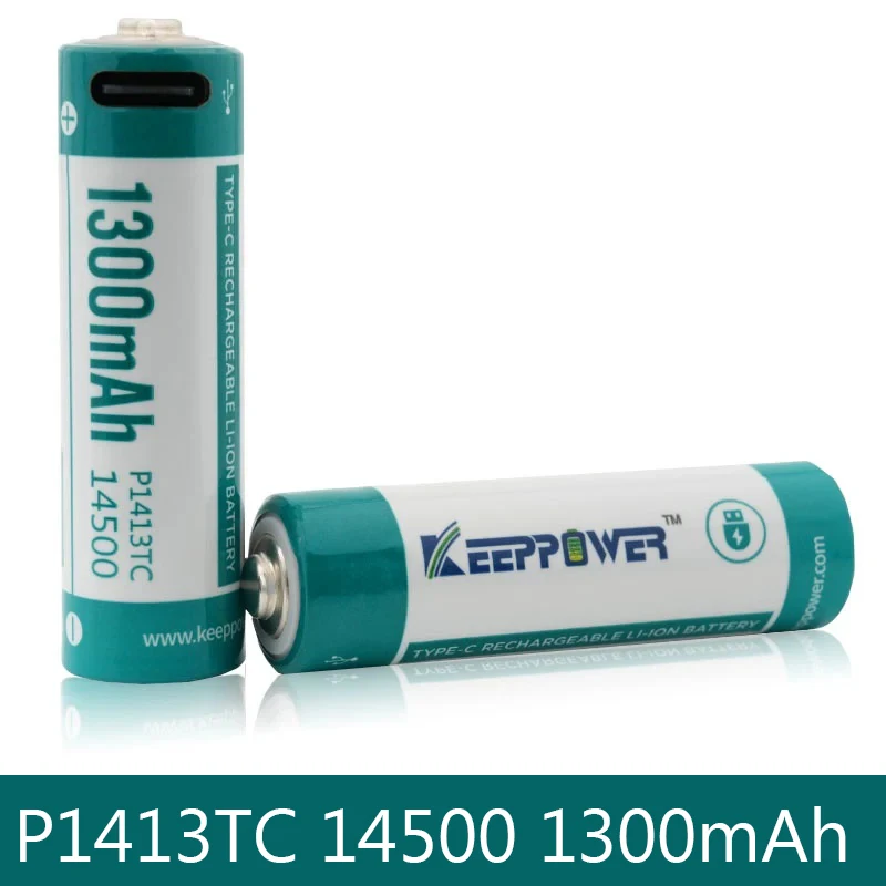 Keeppower P1413TC 14500 Batteries TYPE-C USB 1300mAh Rechargeable Li-ion Battery