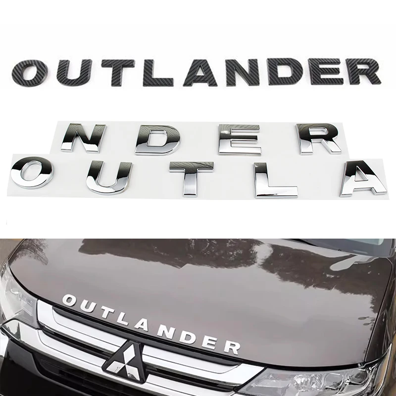 

Car Head Hood Letters Logo Words Decals Sticker For Mitsubishi OUTLANDER 2023 2024 2025 2026 Emblem Badge Styling Accessories