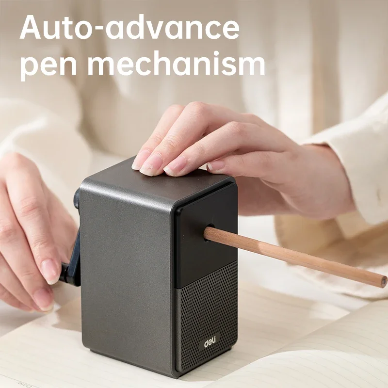 Deli Adjustable Pencil Sharpener with Long Lasting Blade Hand Crank Table Sharpeners Machine for Graphite Pencil Stationery