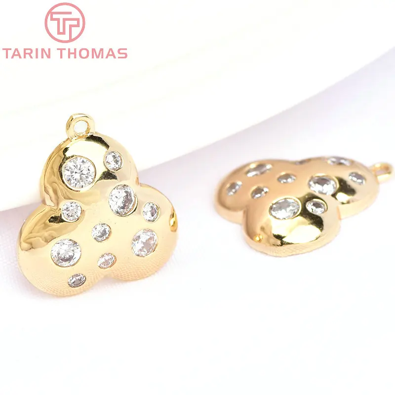 (6220) 4 قطعة 14x13.5 مللي متر 24K الذهب اللون النحاس مع الزركون البيضاوي المعين Charms المعلقات عالية الجودة DIY بها بنفسك صنع المجوهرات النتائج