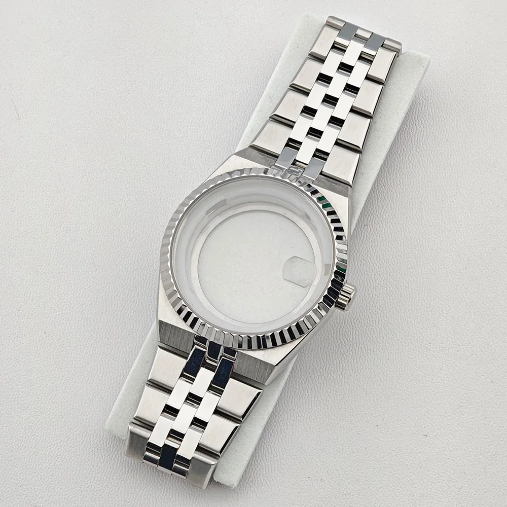 High Quality Men's NH35 Watch Silver Case 39.5mm Case Sapphire Movement Full-body Mirror 33.8mm Dial Part for Watch Repair