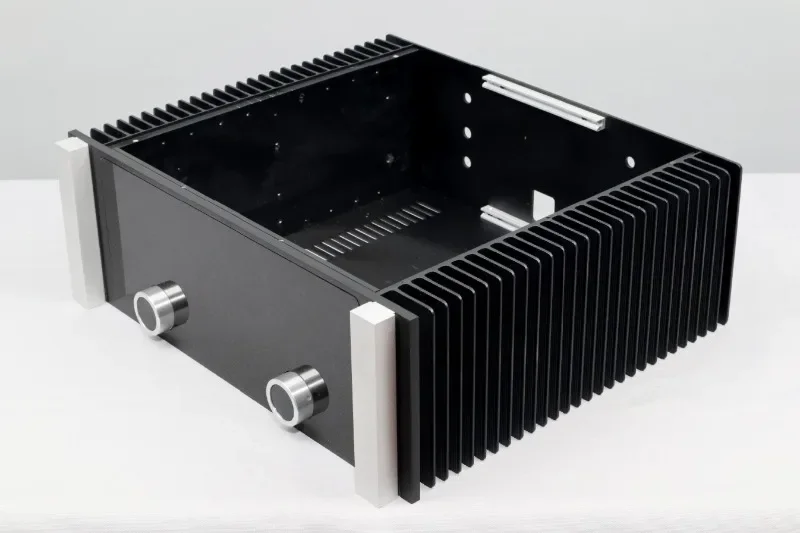 Power Amplifier Aluminum Enclosure Case 431*348/400*148mm Amplifier Chassis with Two Side Heat Sinks Diy Audio Amp Accessories