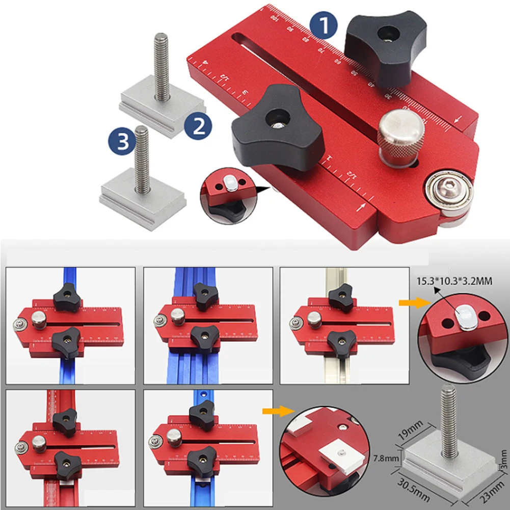 Woodworking Table Saw Limit Clamp Aluminum Alloy Body Red Color Suitable for Carpentry Durable and Wear Resistant