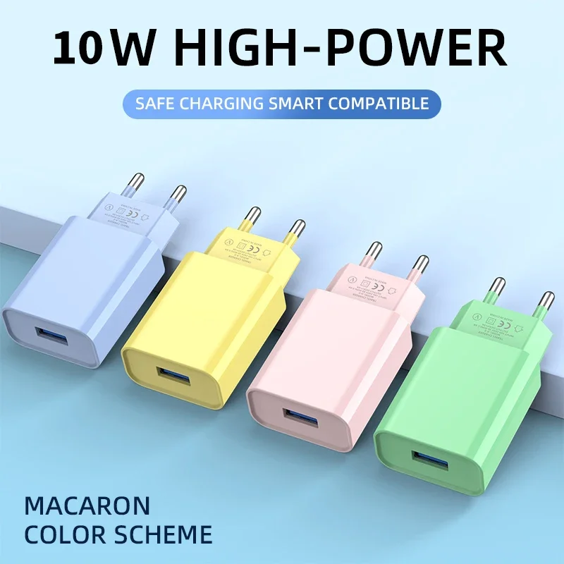 10W USB High Power 2A Current Fast Charging Mobile Phone Wall Adapter Charger For iPhone 15 16 Pro Max Xiaomi 15 Samsung Galaxy