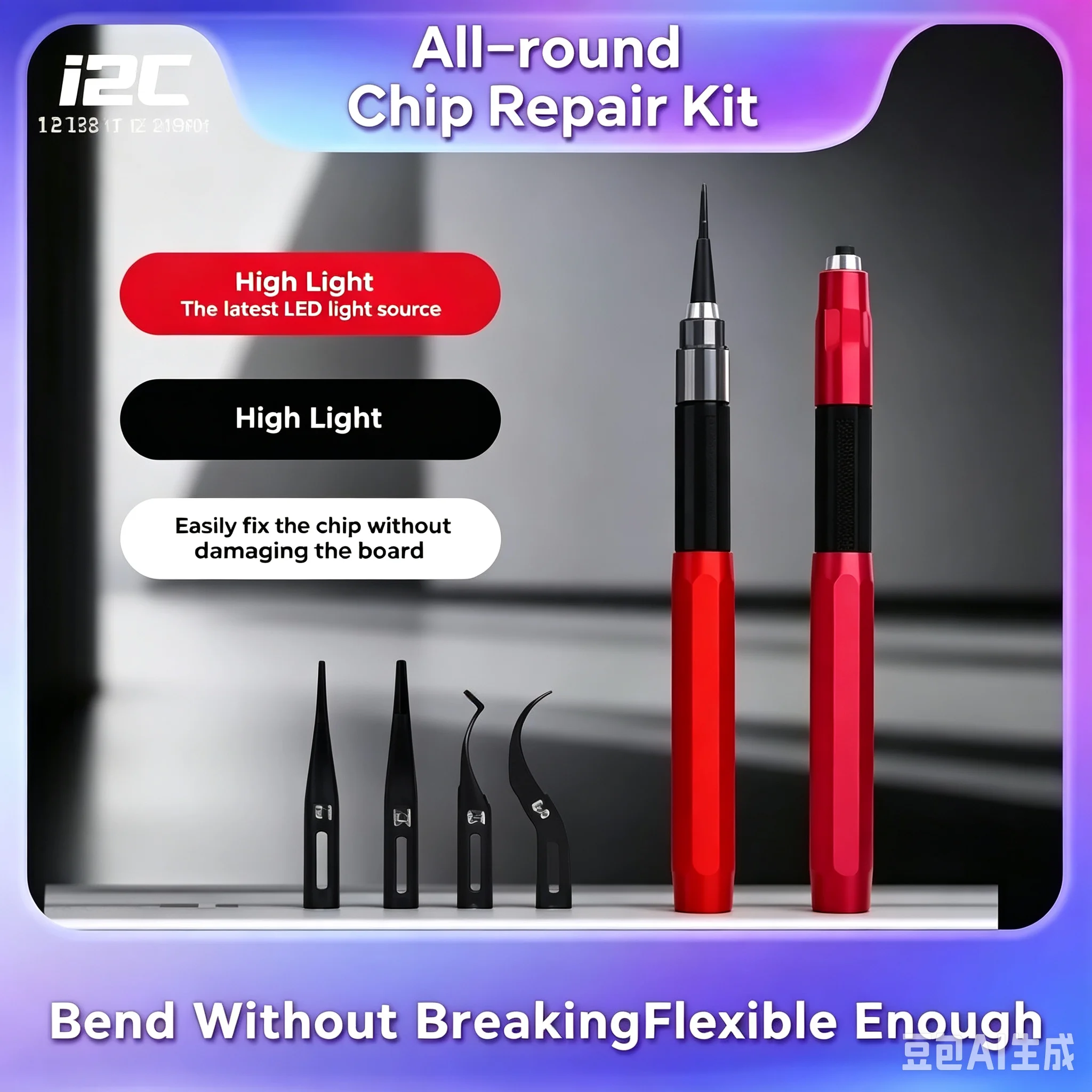 

I2C chip repair and adhesive removal kit; can pry open CPU chip ICs without damaging the circuit board.