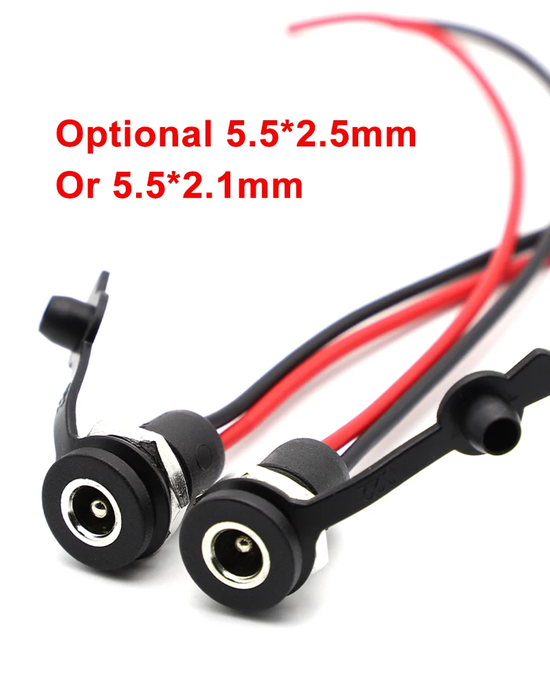 1/5/10 Stück DC 5,5 x 2,1 mm 5,5 x 2,5 mm Batterie DC Power Buchse wasserdichter Stecker mit 2 Pin 18AWG Pigtail Draht Kabel DIY – Detail 1