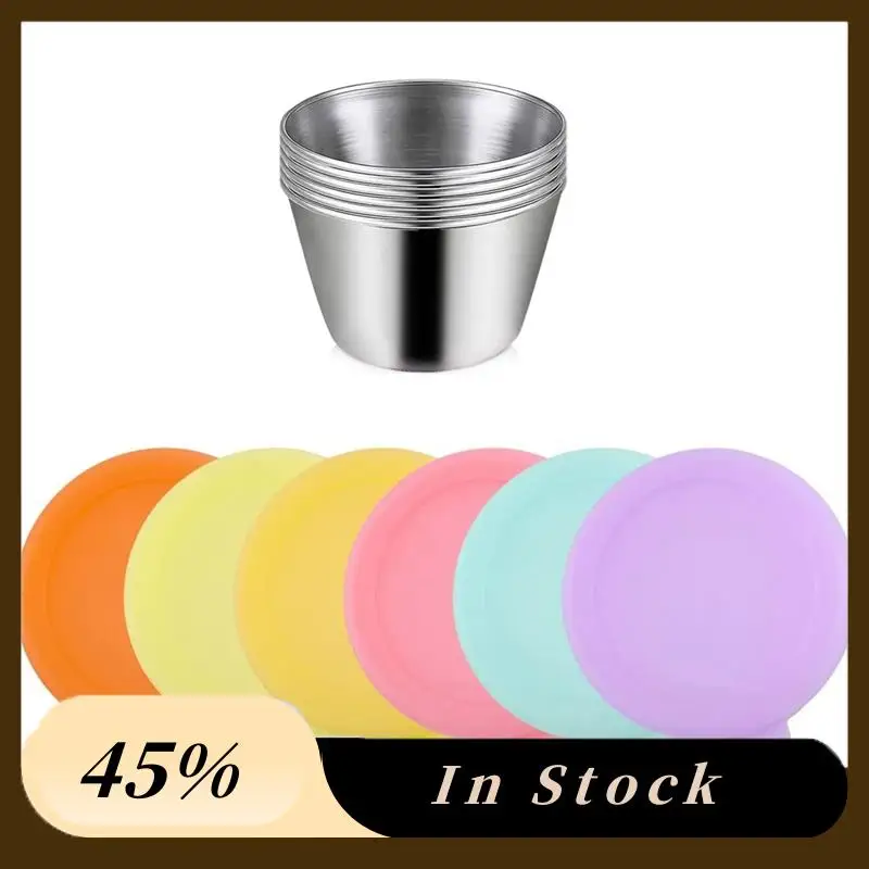 

A60zstainless Steel Sauce Containers To Go, 2.4 Oz Containers With Lids, Reusable Sauce Containers For Lunch Box - 6 Packmay