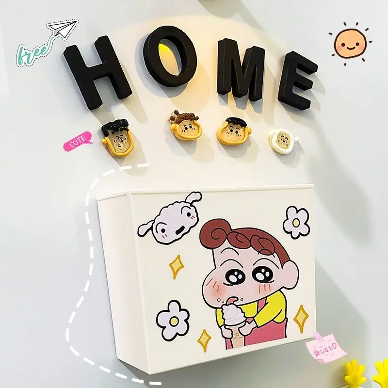 Crayón Kawaii de dibujos animados, estantes magnéticos para nevera Shin-chan, cajas de absorción magnética, decoraciones para puertas, imanes magnéticos