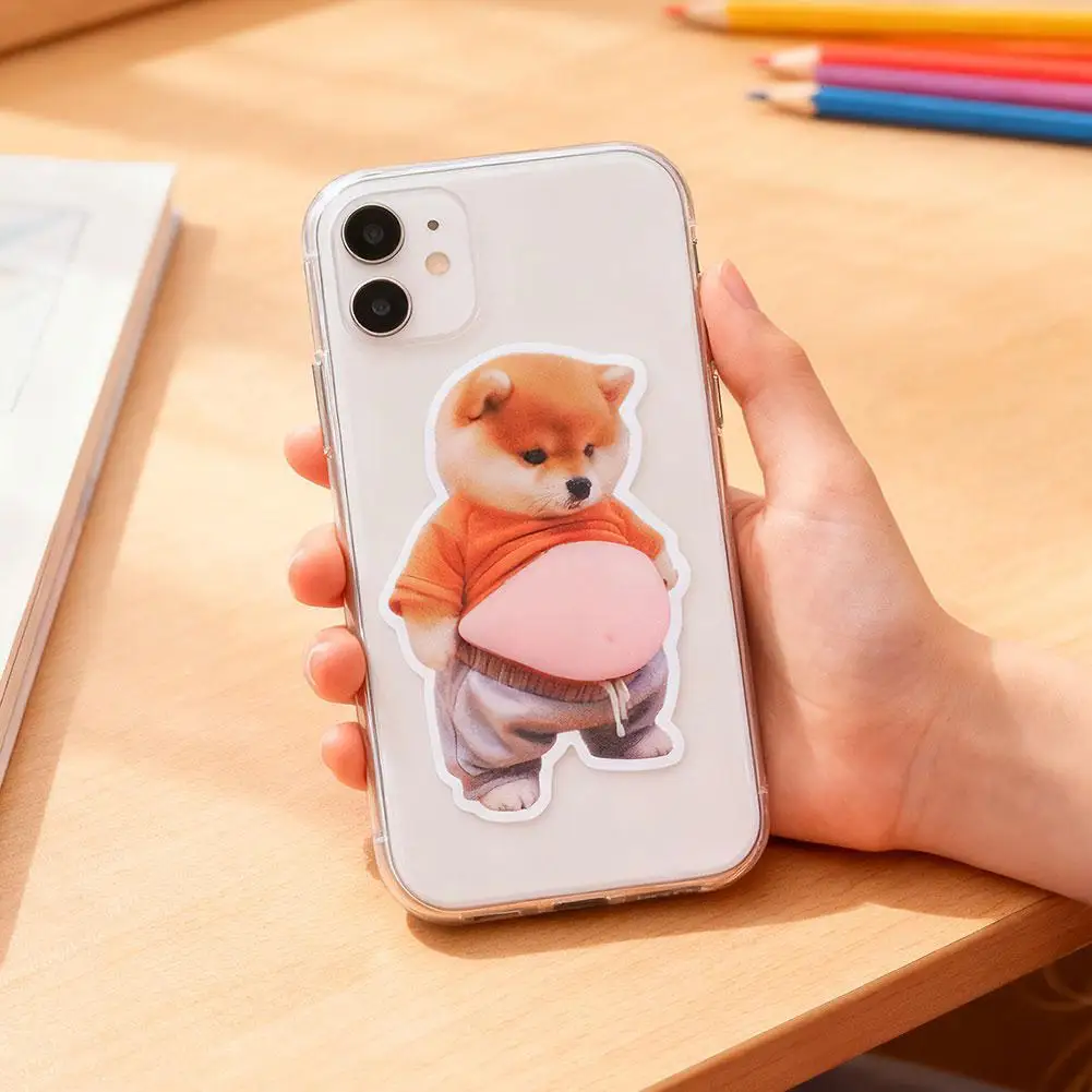 Cute Puppy 3D Puffy Stickers, Squeezeable 3D Soft Cute Belly Dog Stickers for Phone Case Notebook Scrapbooking DIY Decoration image 5