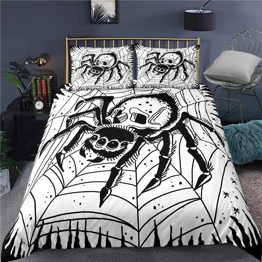 Tarantula Print Bedding Set Full Size Microfiber 3D Print Insect 3 Pieces Include 1 Zipper Duvet Cover 2 Pillow Sham No Filler