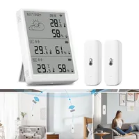 For Tuya WiFi RF433 Temperature Humidity Sensor LCD Screen Station 100 M Range With -Alexa Google Home Sensor Sets Display