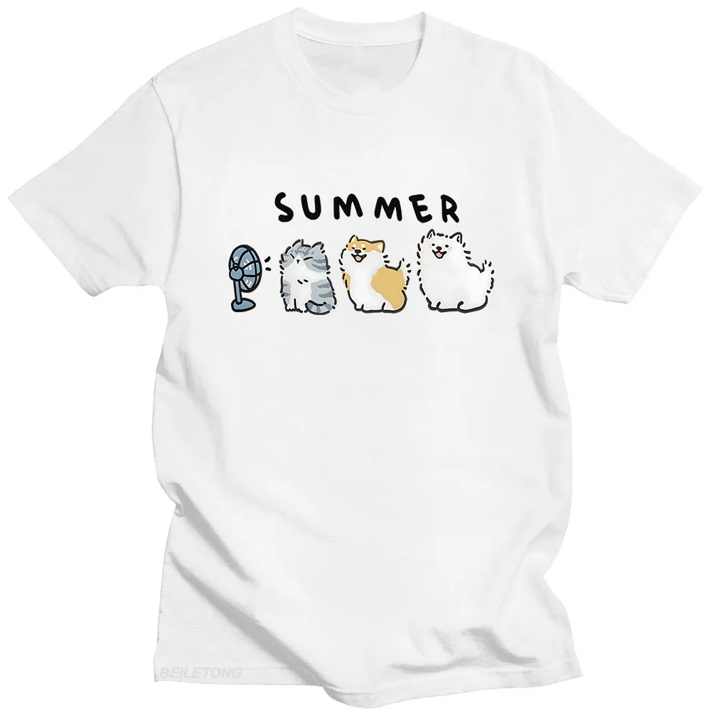 Summer Cat Fufu T-shirts Casual Summer High Quality Tee-shirt Cute Cartoon Graphic Printing Tshirts for Girls Women Kawaii Tees