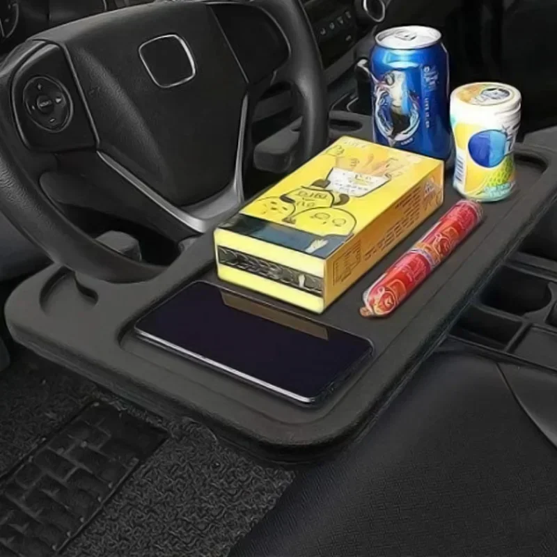 Small Table Board for Car Portable Travel Car Storage Rack Drinks Tray and Dinner Plate Car Steering Wheel Dining Table Amagi