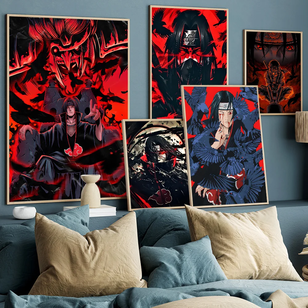 N-NarutoS-S Uchiha Itachi Classic Vintage Posters Decoracion Painting Wall Art White Kraft Paper Kawaii Room Decor