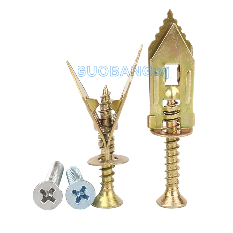 100/50set Self Tapping Screws Self Drilling Anchors Screws Drywall Anchors Easy Application for Gypsum Plasterboard Dowel